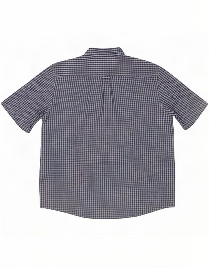 James Pringle Herren Kurzarmhemd XL Marineblau kariert Polyester