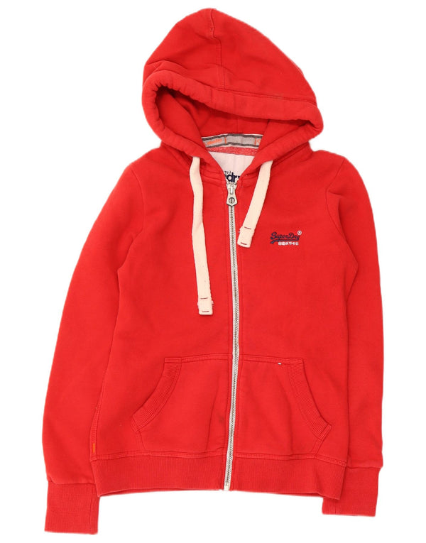 Superdry Damen-Kapuzenpullover mit Reißverschluss, Gr. 10, Größe S, Rot, Baumwolle