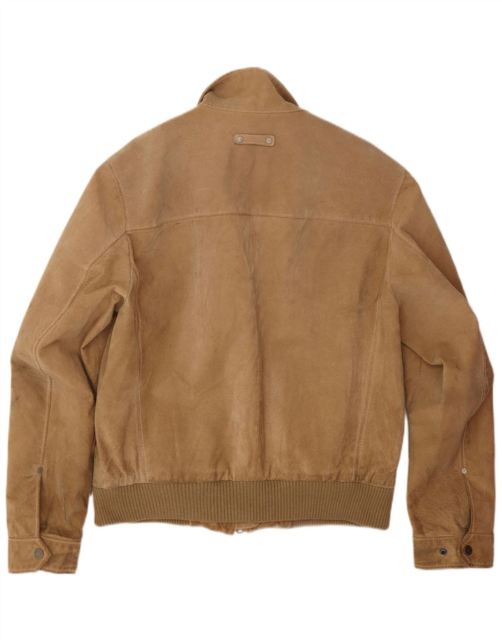 Vintage Herren Wildleder Bomberjacke IT 54 2XL Beige Leder