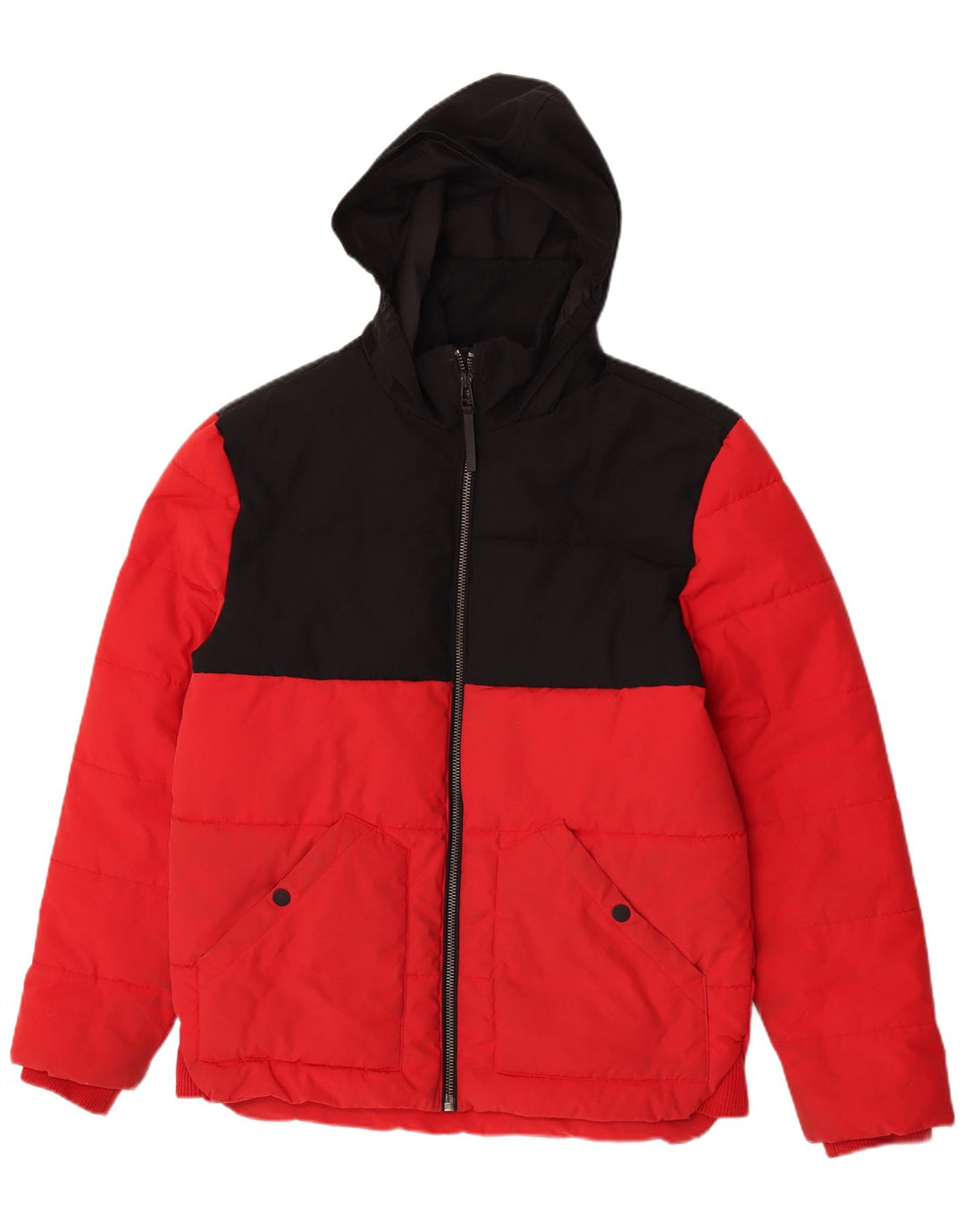 Marks & Spencer wattierte Herrenjacke mit Kapuze, UK 38, Mittelrot, Farbblock