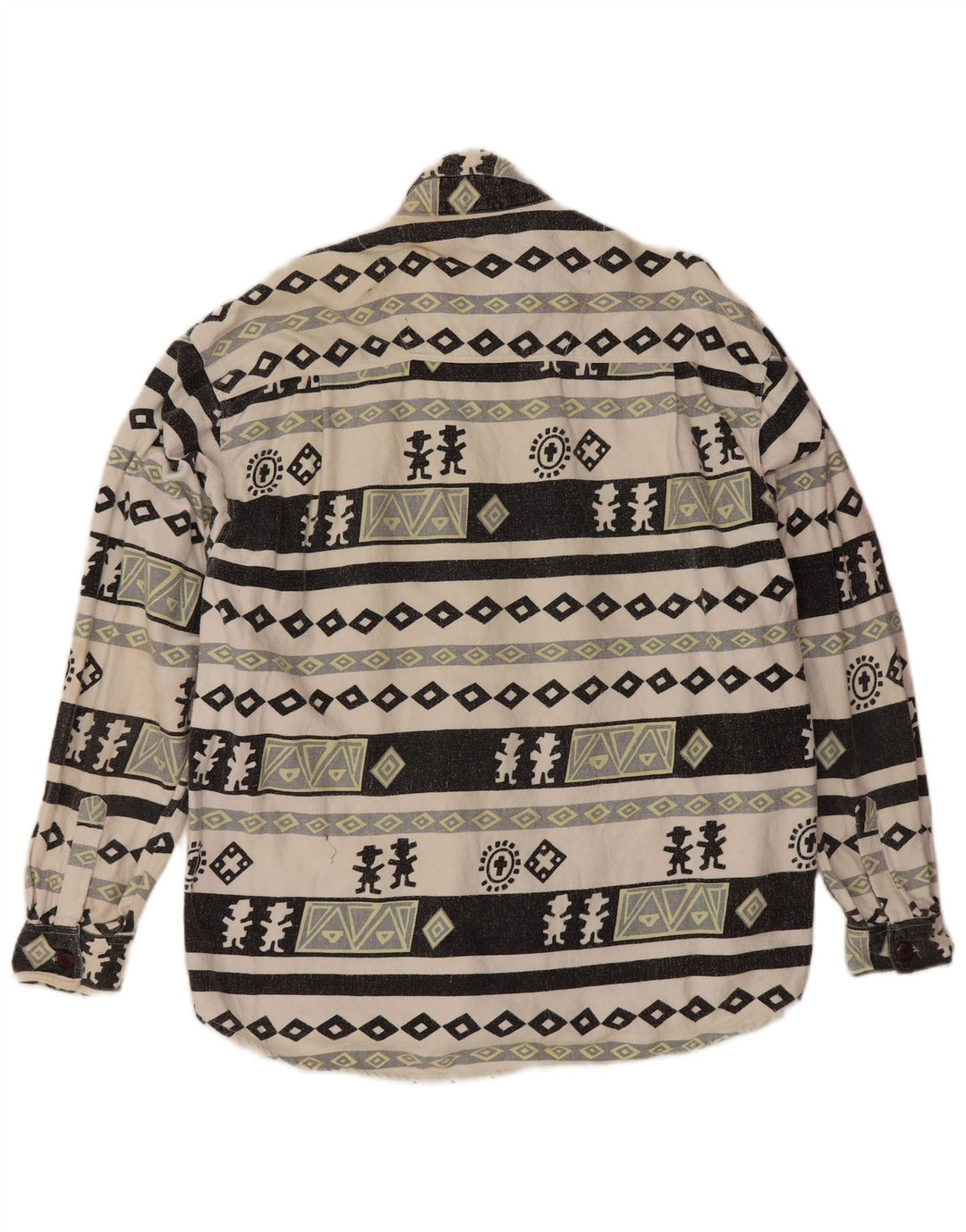 VINTAGE Herren Lumberjack Flanellhemd Große graue geometrische Baumwolle