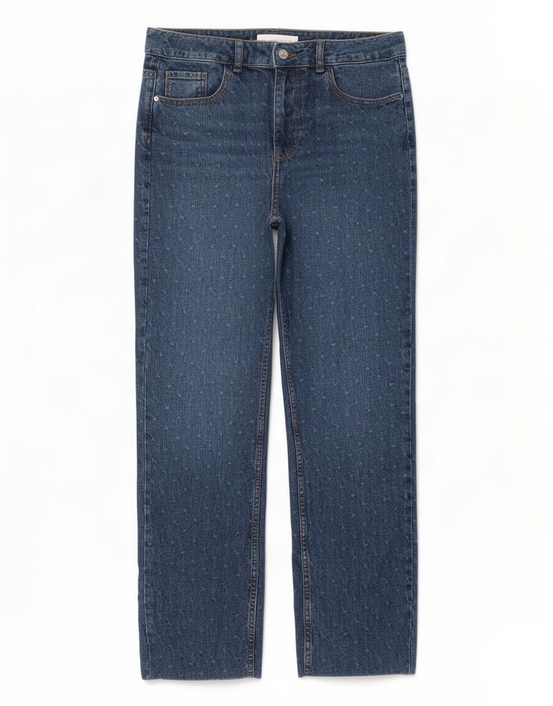 Zara Damen Straight Jeans EU 38 Small W28 L28 Blau gepunktet