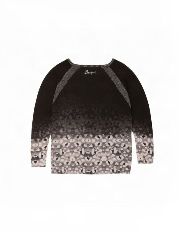 Desigual Damen-Pullover mit U-Boot-Ausschnitt, Gr. 14, mittelschwarz, geblümt