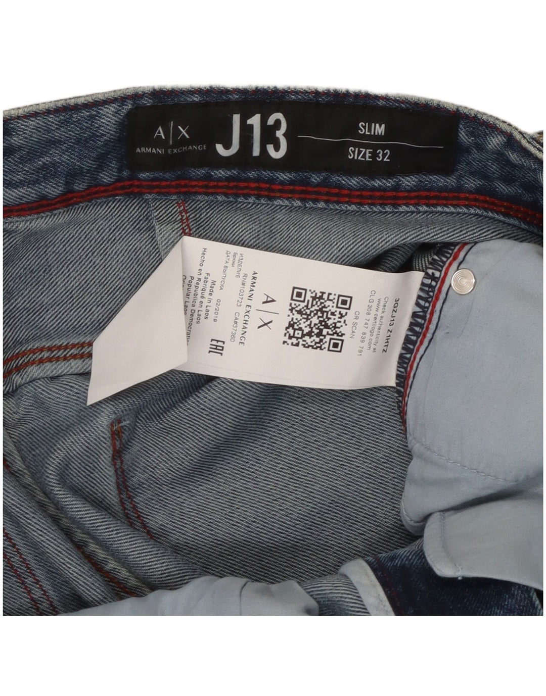 Armani Exchange Herren Slim Jeans W32 L32 Blaue Baumwolle