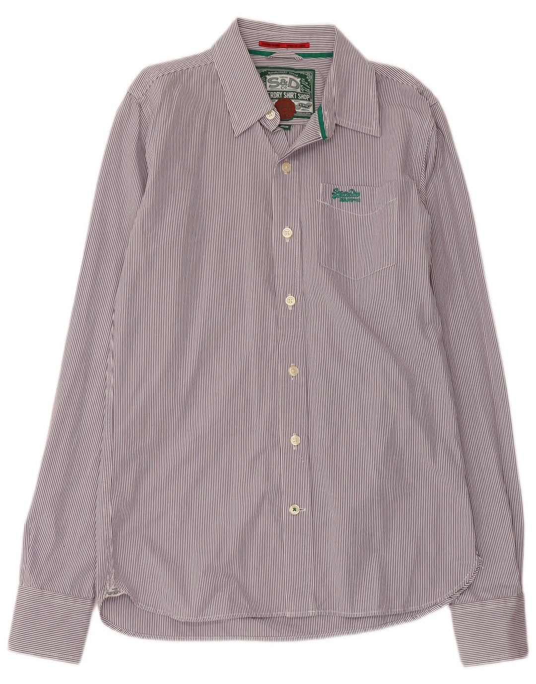 SUPERDRY Herren-Hemd aus mittelvioletter Nadelstreifen-Baumwolle