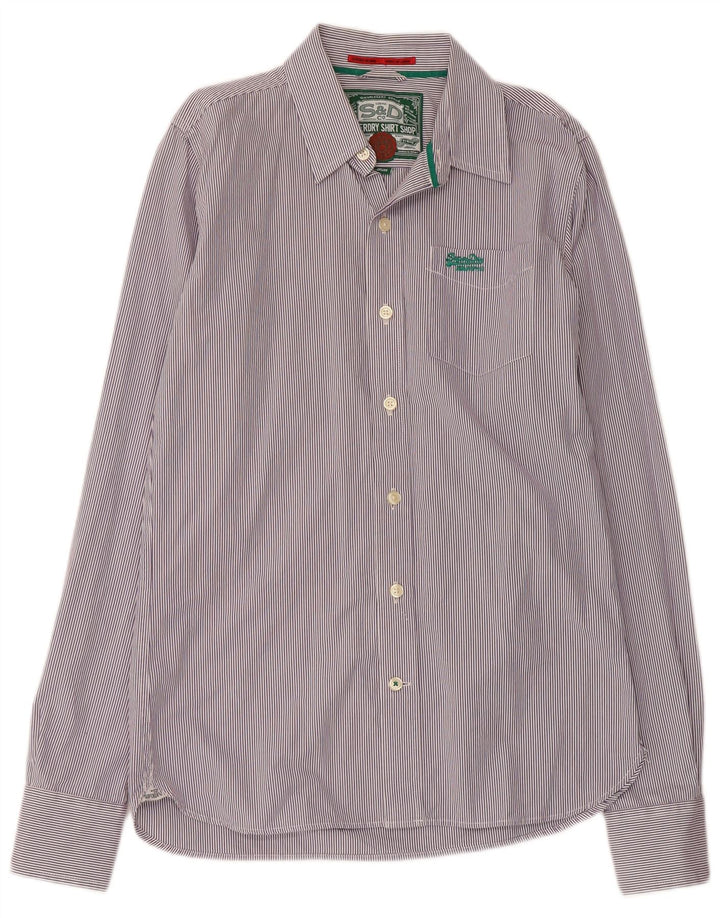 SUPERDRY Herren-Hemd aus mittelvioletter Nadelstreifen-Baumwolle