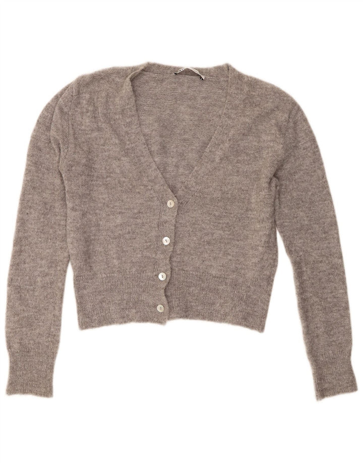 Zara Damen Crop Cardigan Pullover UK 14 Mittelgrau