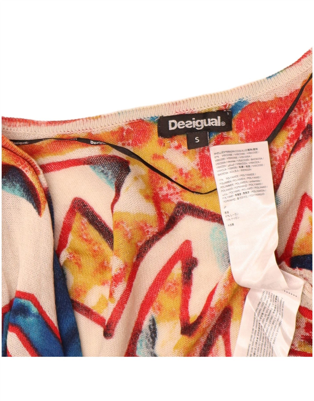 Desigual Damen Longline-Cardigan-Pullover UK 10 Klein Mehrfarbig