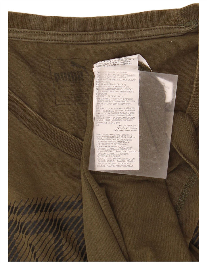 PUMA Herren Grafik T-Shirt Top Large Khaki Baumwolle