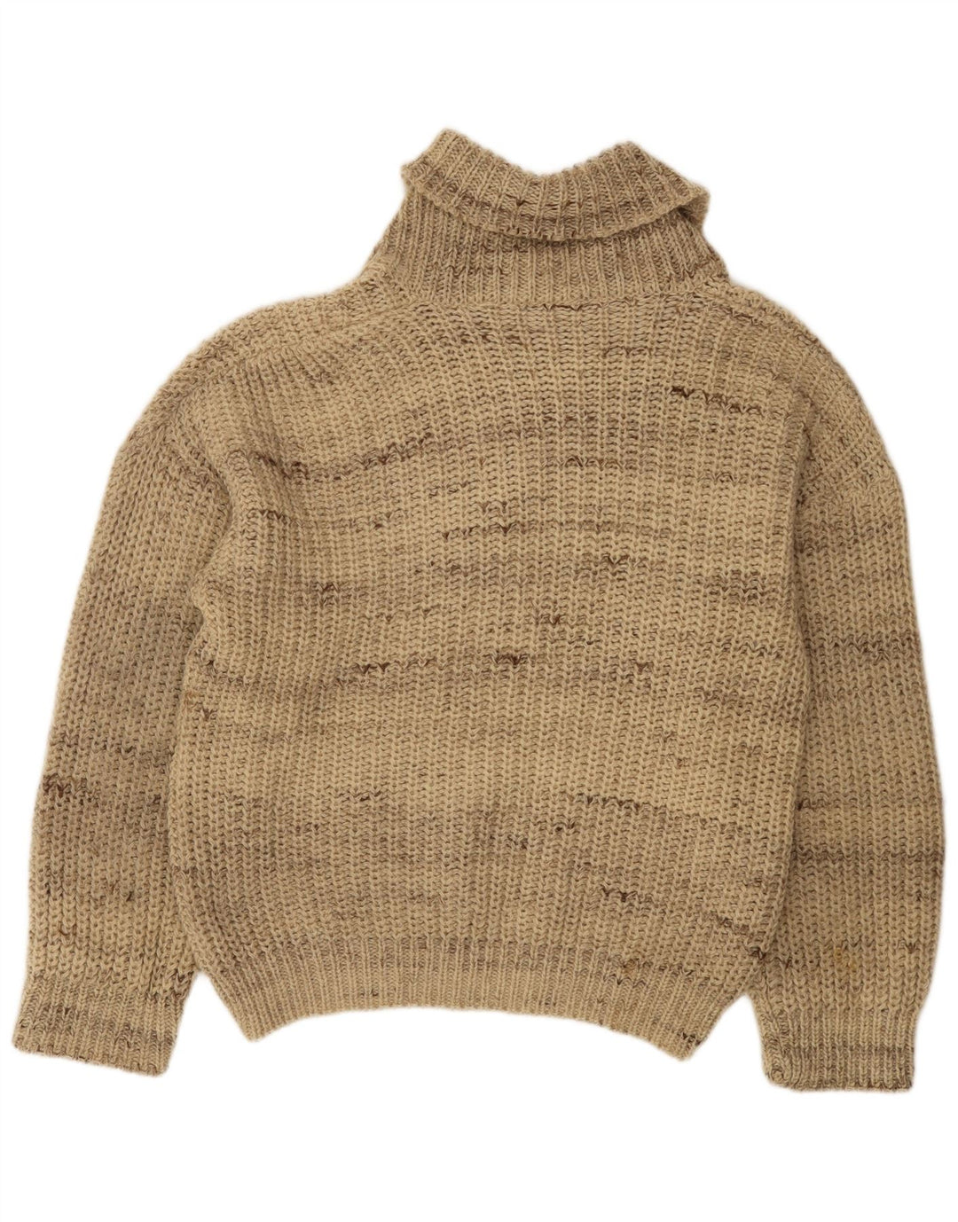 Vintage Herren-Pullover mit Schalkragen, groß, beige gestreift