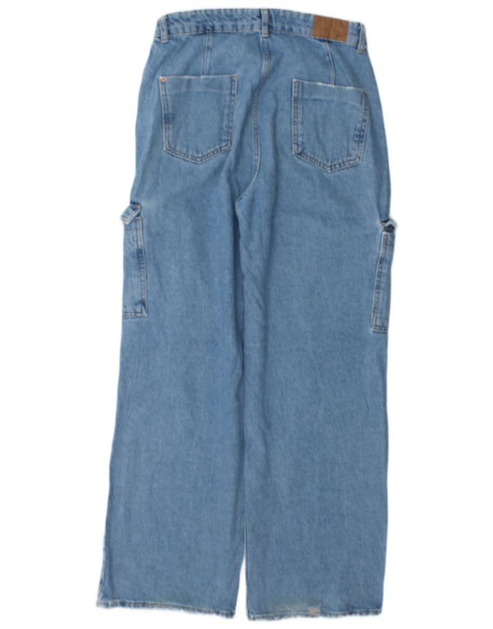 Zara Damen Cargo Loose Jeans EU 40 Medium W30 L30 Blaue Baumwolle