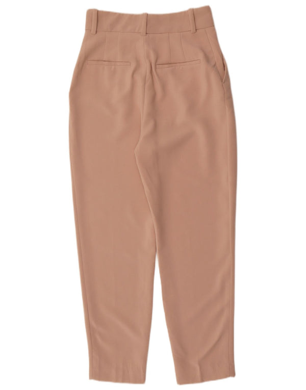 Zara Damen-Freizeithose mit hoher Taille, schmal zulaufend, Größe S, W26, L28, Beige