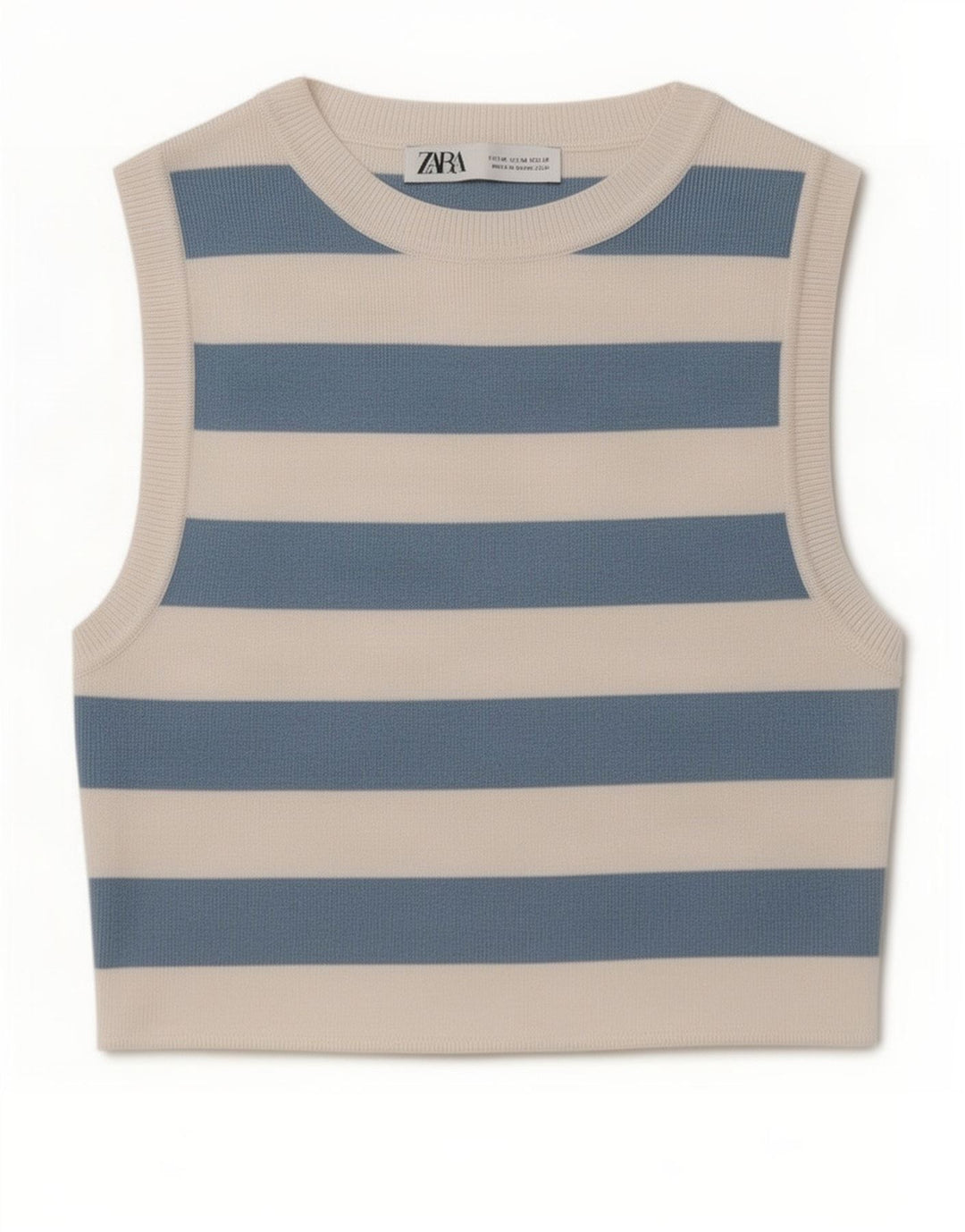 Zara Damen Crop Vest Top UK 12 Mittelblau gestreift