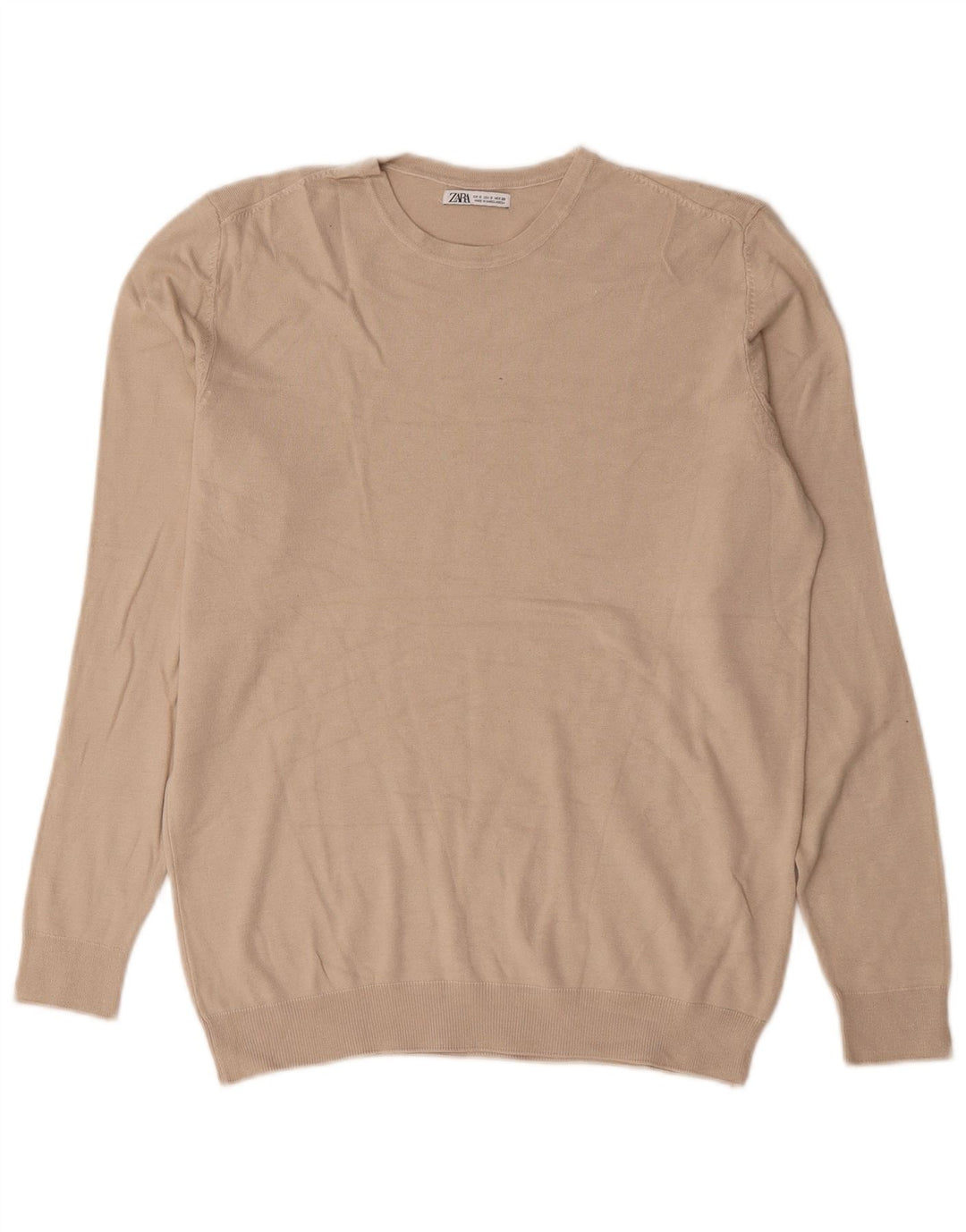 Zara Herren-Pullover mit Rundhalsausschnitt, Größe S, Beige