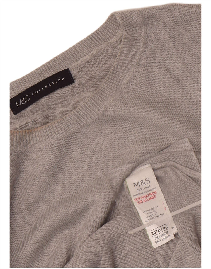 Marks & Spencer Damen-Pullover mit Rundhalsausschnitt, Gr. 40, Größe L, Grau, Acryl