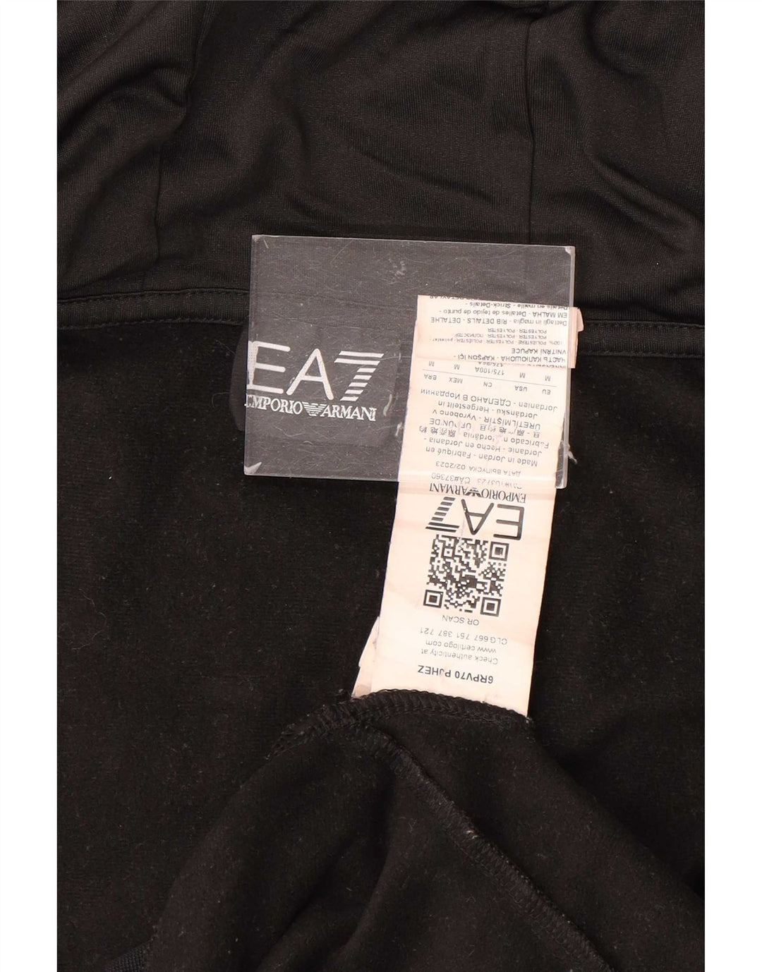 Emporio Armani Herren-Kapuzenpullover mit grafischem Reißverschluss, mittelschwarz, Polyester
