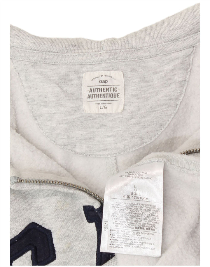Gap Damen-Kapuzenpullover mit grafischem Reißverschluss, groß, aus grauer Baumwolle