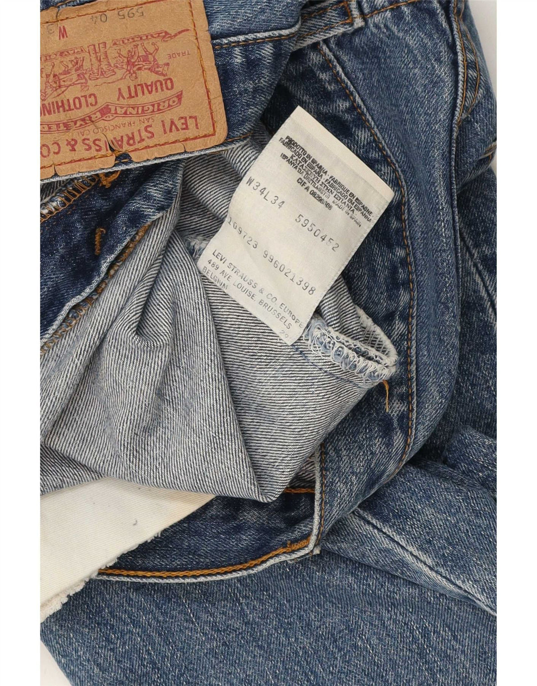 Levi's Herren 595 Straight Jeans W34 L29 Blaue Baumwolle