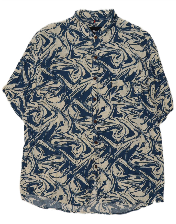 Heartless Herren-Kurzarmhemd mit abstraktem Muster, 2XL, Marineblau, Baumwolle