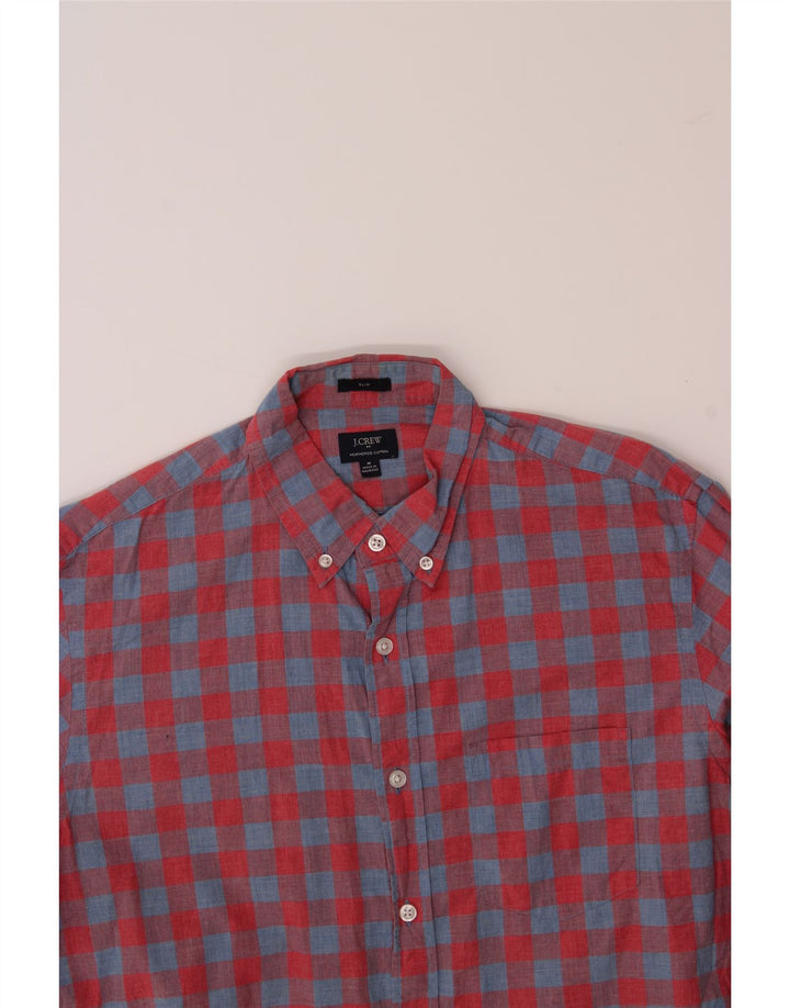 J. CREW Mens Slim Shirt Medium Red Gingham Cotton Vintage J. Crew and Second-Hand J. Crew from Messina Hembry 
