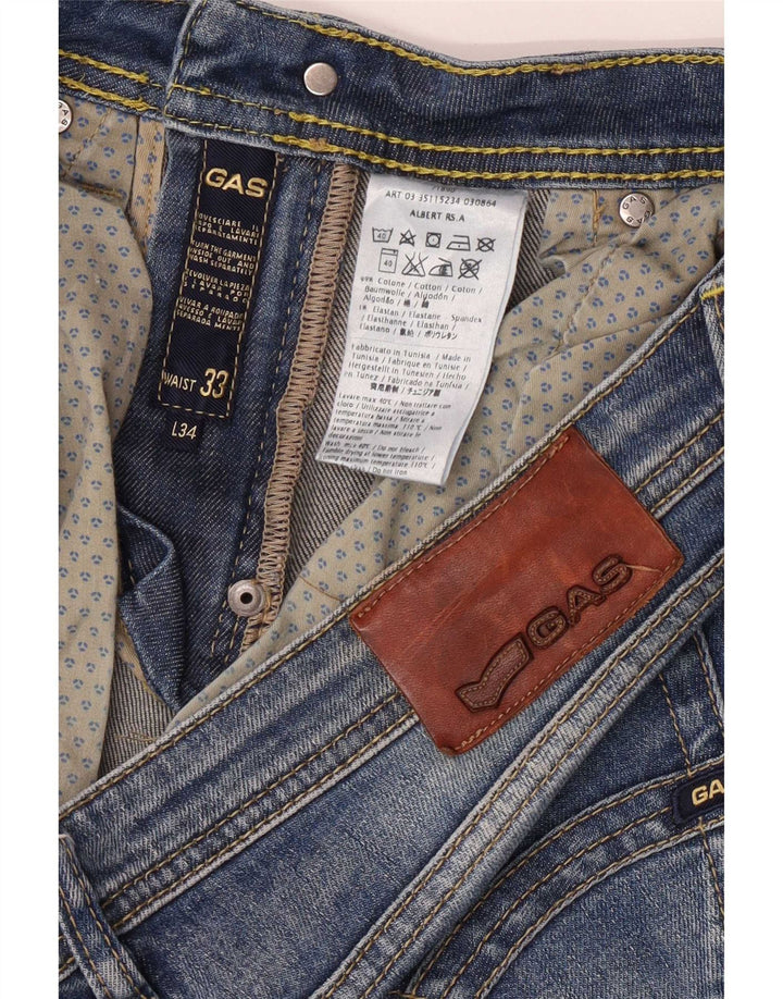 Gas Herren Slim Jeans W33 L34 Blaue Baumwolle