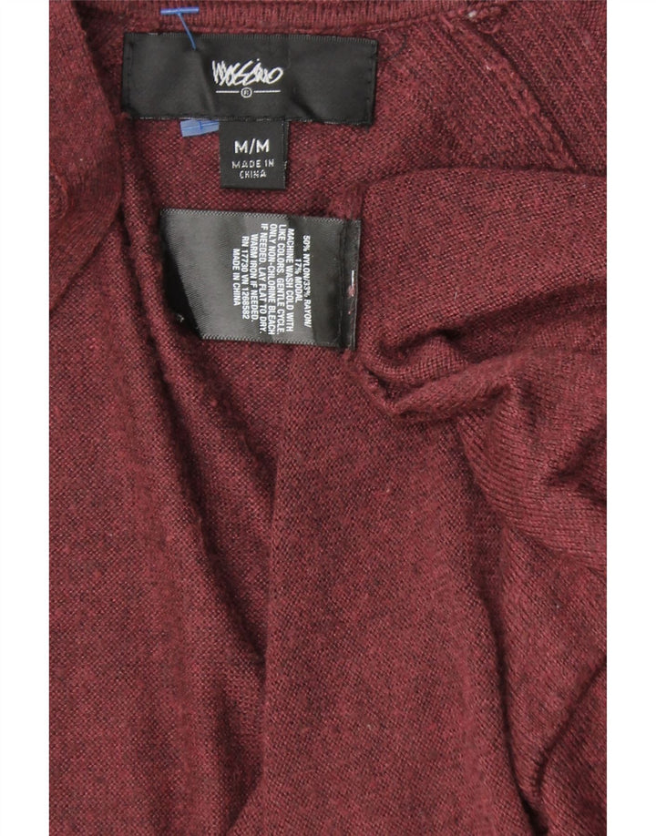 MOSSIMO Womens Longline Open Cardigan Sweater UK 12 Medium Burgundy Nylon Vintage Mossimo and Second-Hand Mossimo from Messina Hembry 