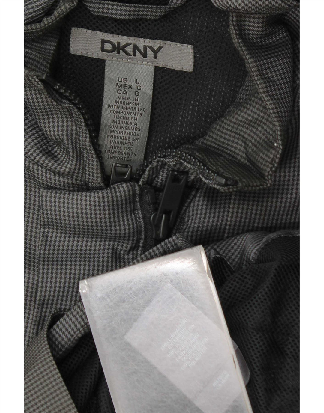 Dkny Herren-Utility-Jacke UK 40 Large Graues Hahnentritt-Polyester