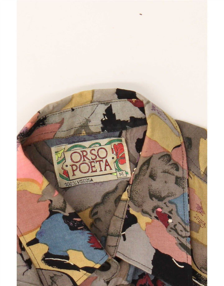 Orso Poeta Womens Abstract Pattern Shirt UK 14 Medium Mehrfarbig