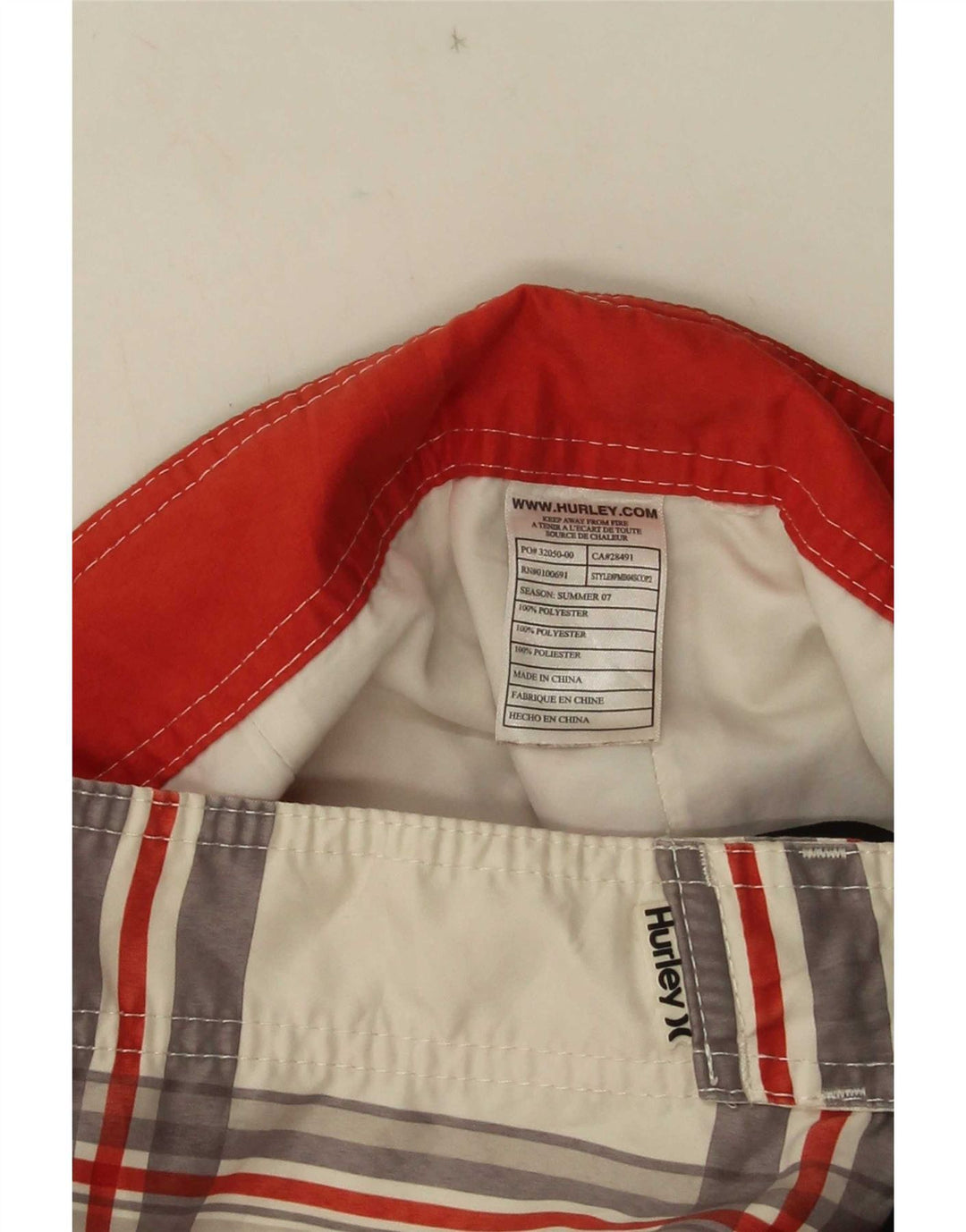 Hurley Herren Badeshorts mit Grafik, groß, weiß kariert, Polyester