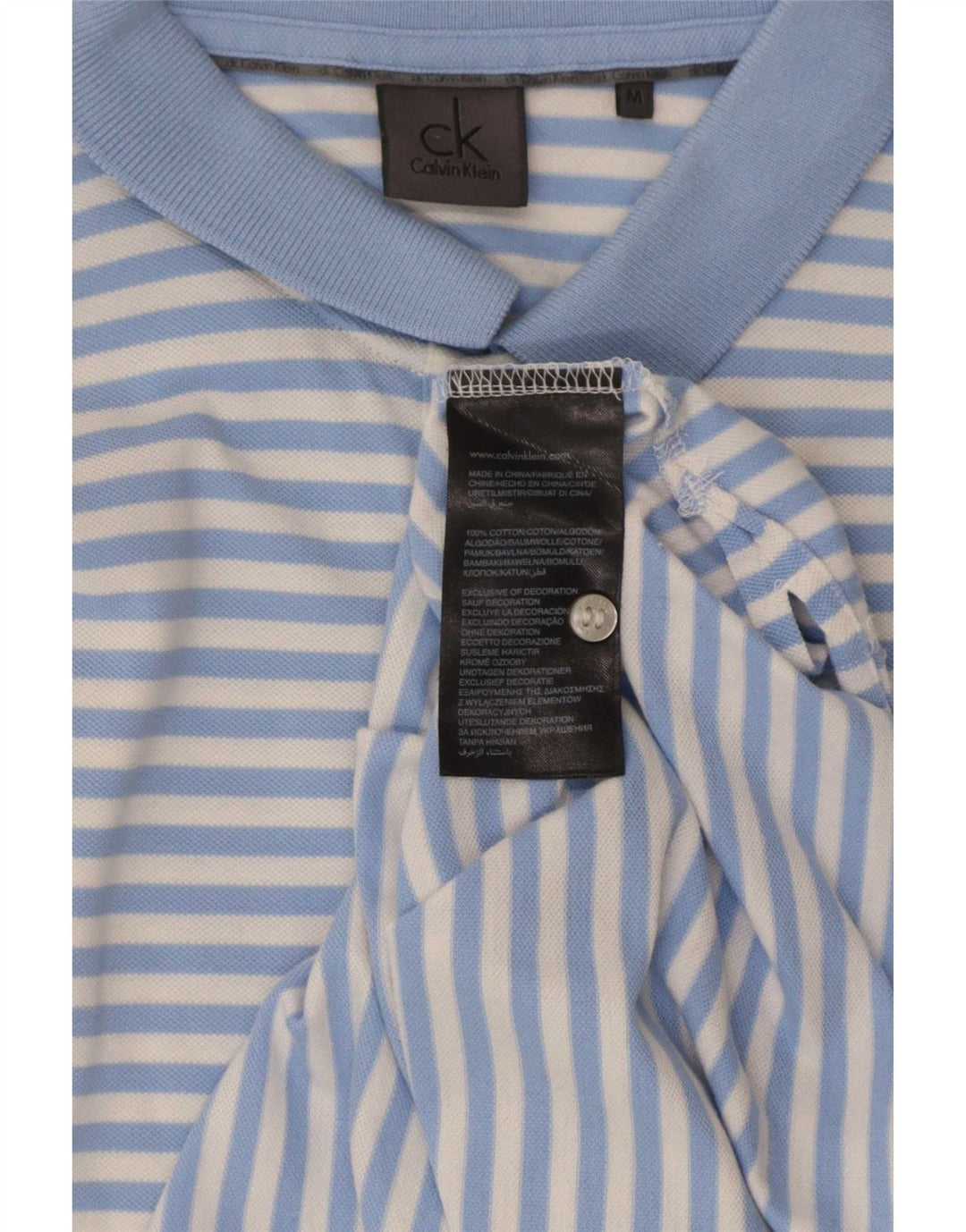 Calvin Klein Herren Kurzarm-Poloshirt mit normaler Passform, mittelblau gestreift