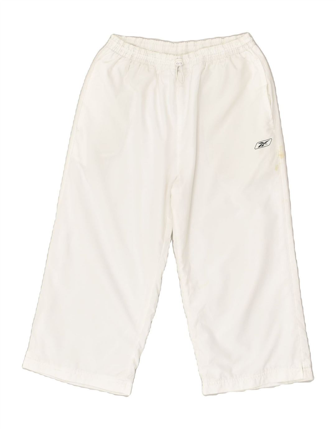 REEBOK Womens Capri Tracksuit Trousers UK 12 Medium  White Polyester | Vintage Reebok | Thrift | Second-Hand Reebok | Used Clothing | Messina Hembry 