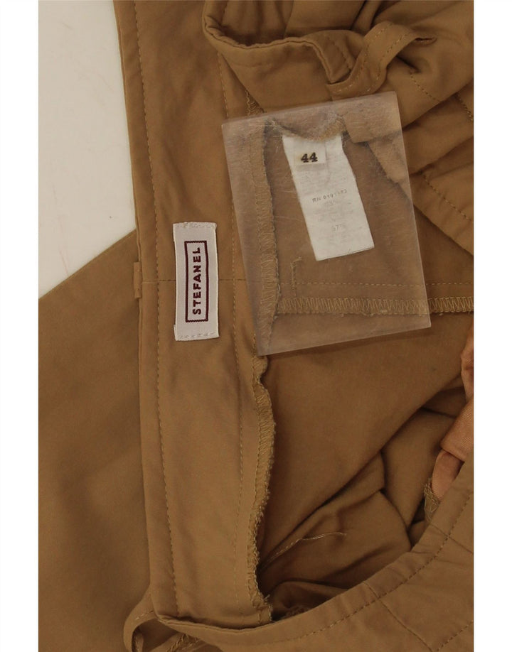 Stefanel Damen Bootcut Chino Hose IT 44 Medium W30 L32 Khaki Baumwolle
