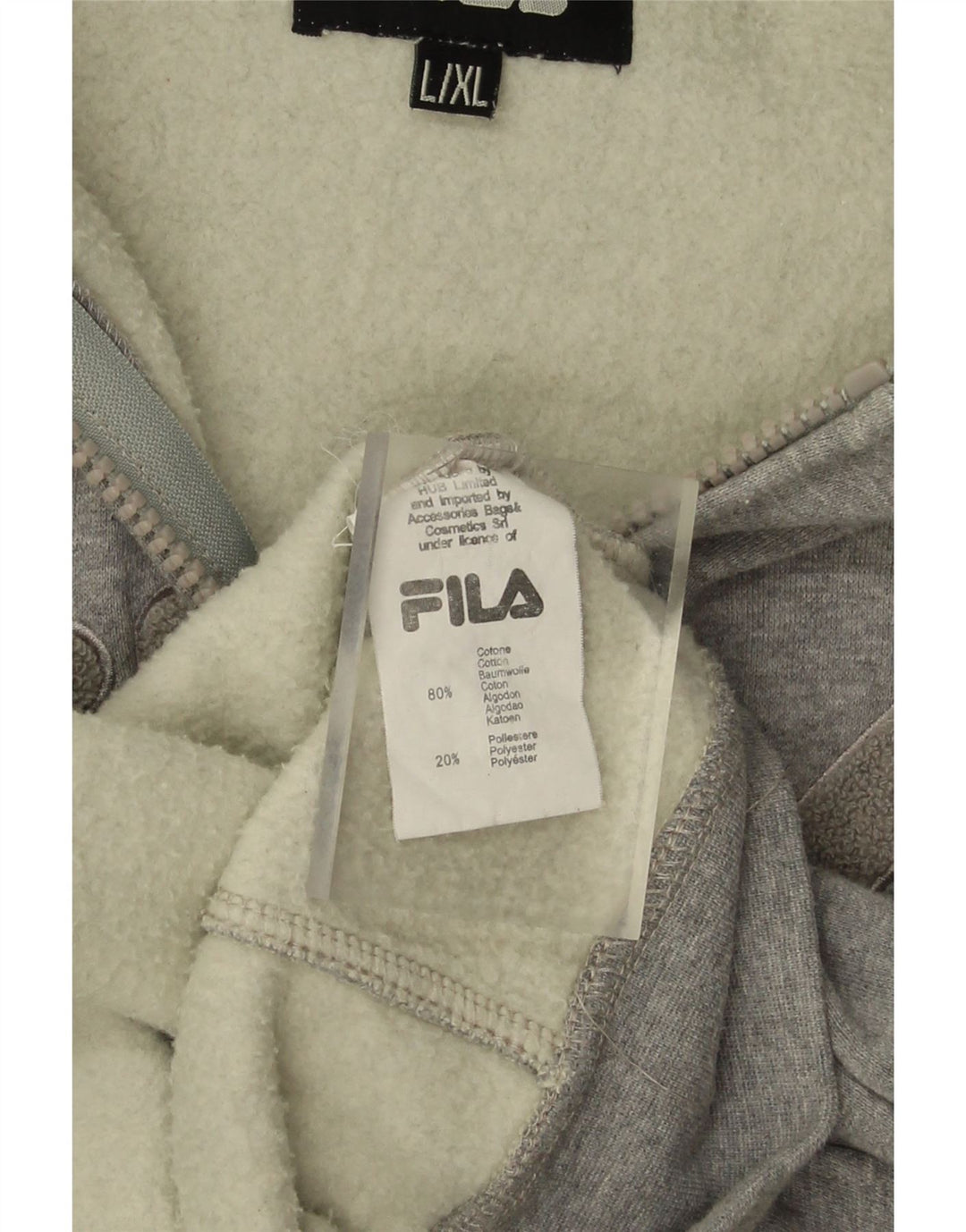 FILA Mens Graphic Zip Hoodie Sweater Large Grey Cotton Vintage Fila and Second-Hand Fila from Messina Hembry 