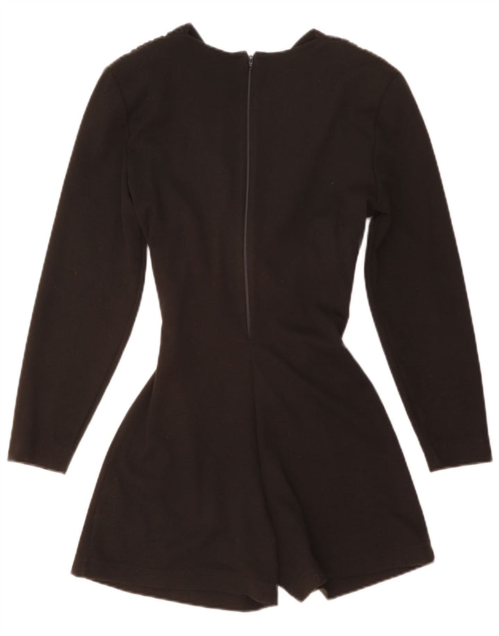 Vintage Damen Langarm-Playsuit UK 8 Small Schwarz
