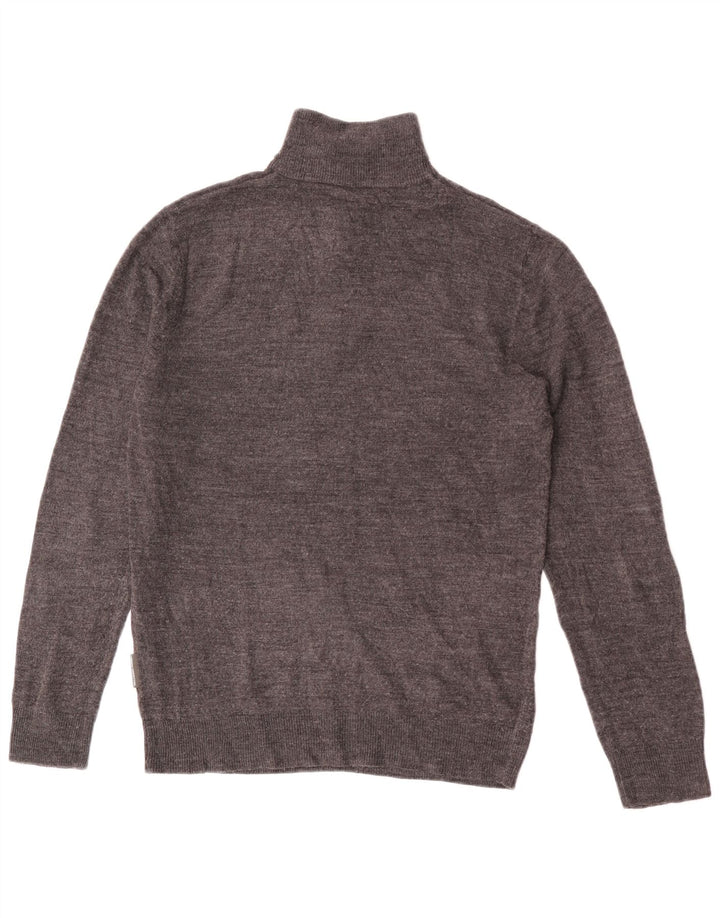 French Connection Herren-Pullover mit Reißverschluss am Hals, großes, grau meliertes Acryl