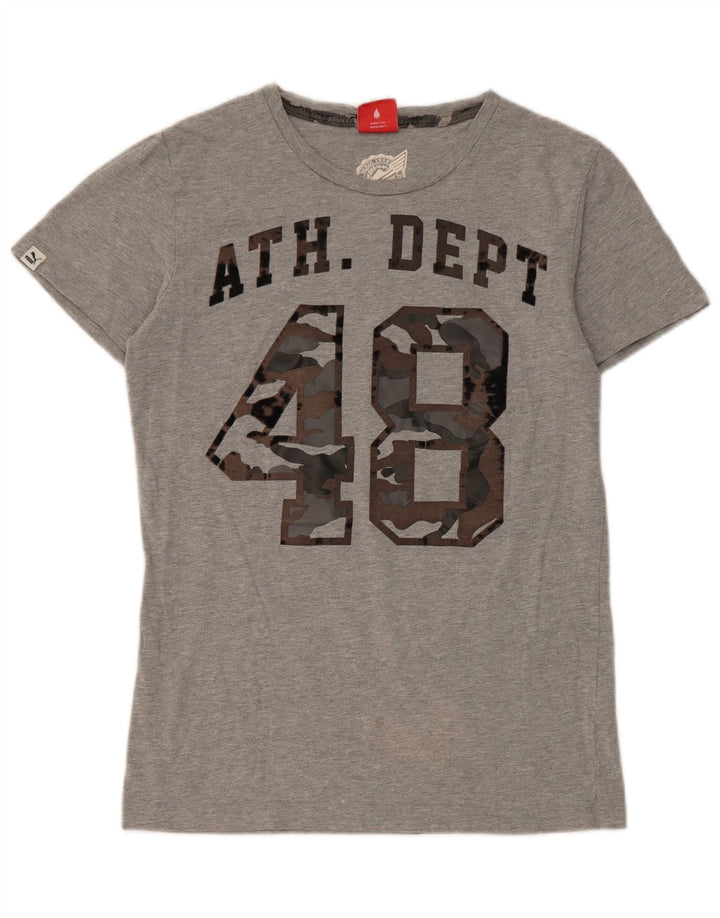 Puma Herren Grafik T-Shirt Top Small Grau Baumwolle