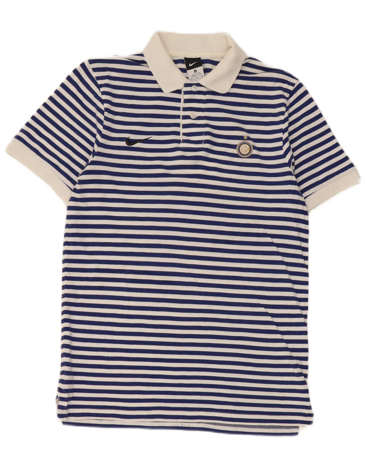 Nike Herren Inter Mailand Poloshirt Mittelgroße marineblaue gestreifte Baumwolle