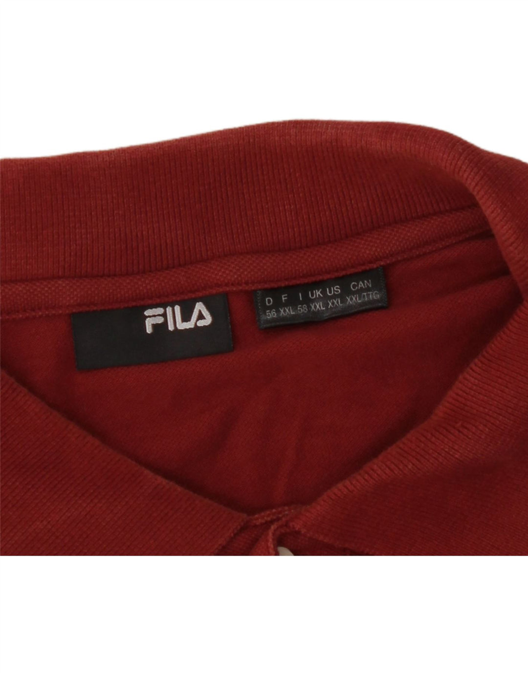 FILA Mens Long Sleeve Polo Shirt 2XL Red Vintage Fila and Second-Hand Fila from Messina Hembry 