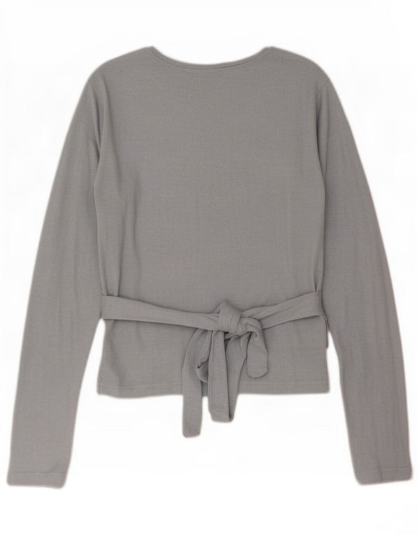 Zara Damen Top Langarm UK 14 Große graue Viskose