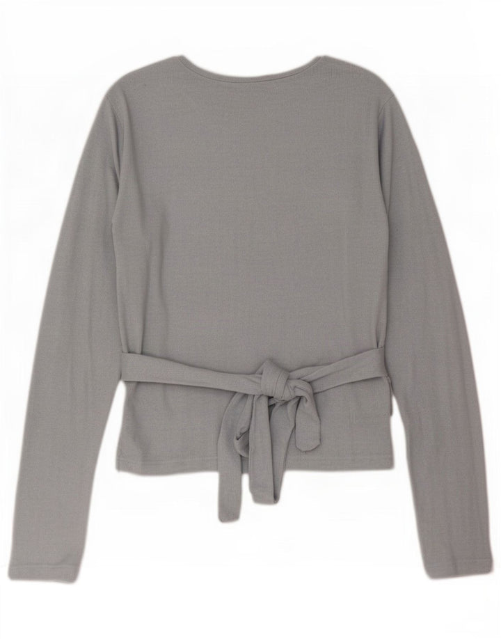 Zara Damen Top Langarm UK 14 Große graue Viskose