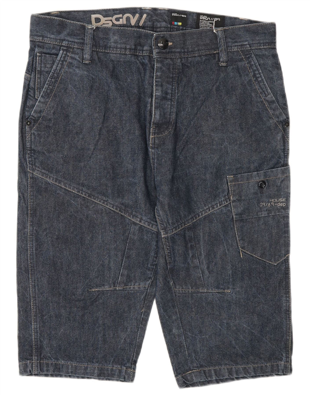 Vintage Herren Cargo Denim Shorts W32 Medium Marineblau