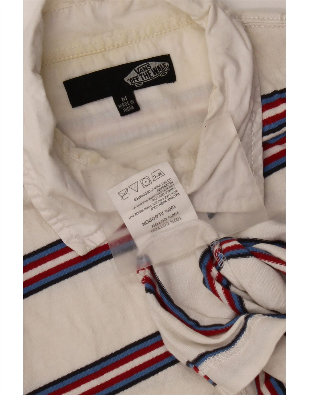 Vans Herren-Poloshirt aus mittelweißer, gestreifter Baumwolle