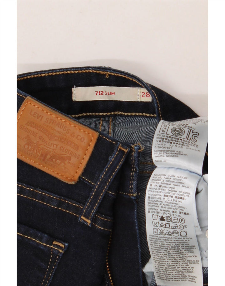 LEVI'S Damen 712 Slim Jeans W28 L28 marineblaue Baumwolle