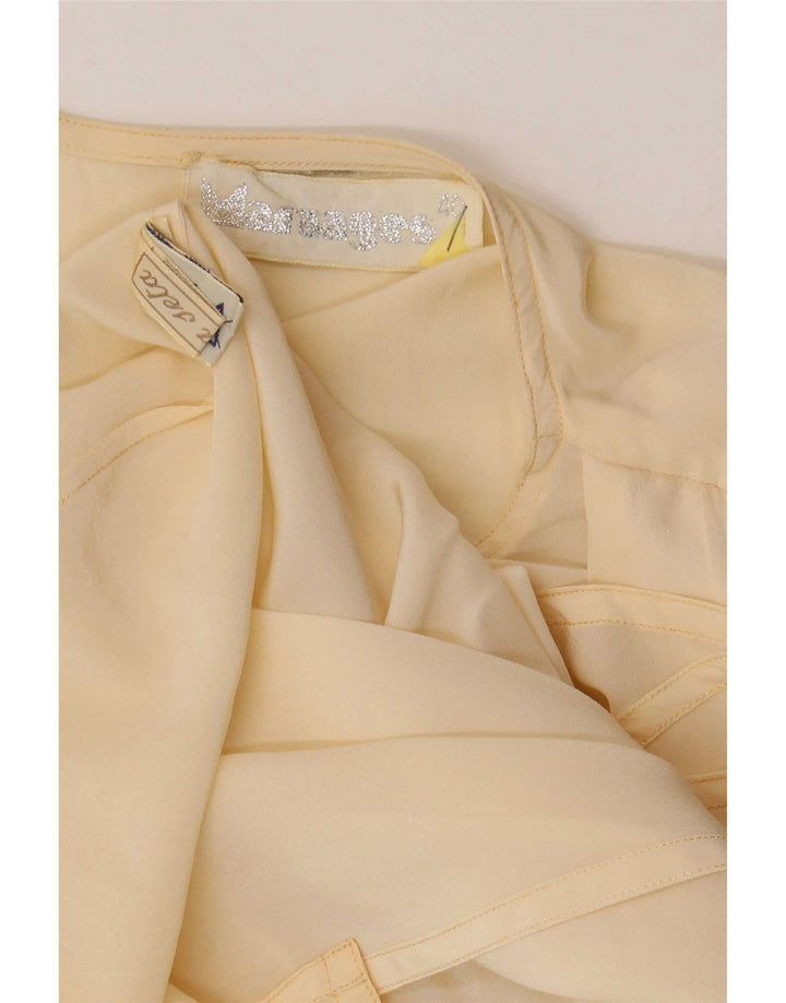 Vintage Damen 1/2 Ärmel Longline Cardigan Top EU 40 Medium Off White Silk