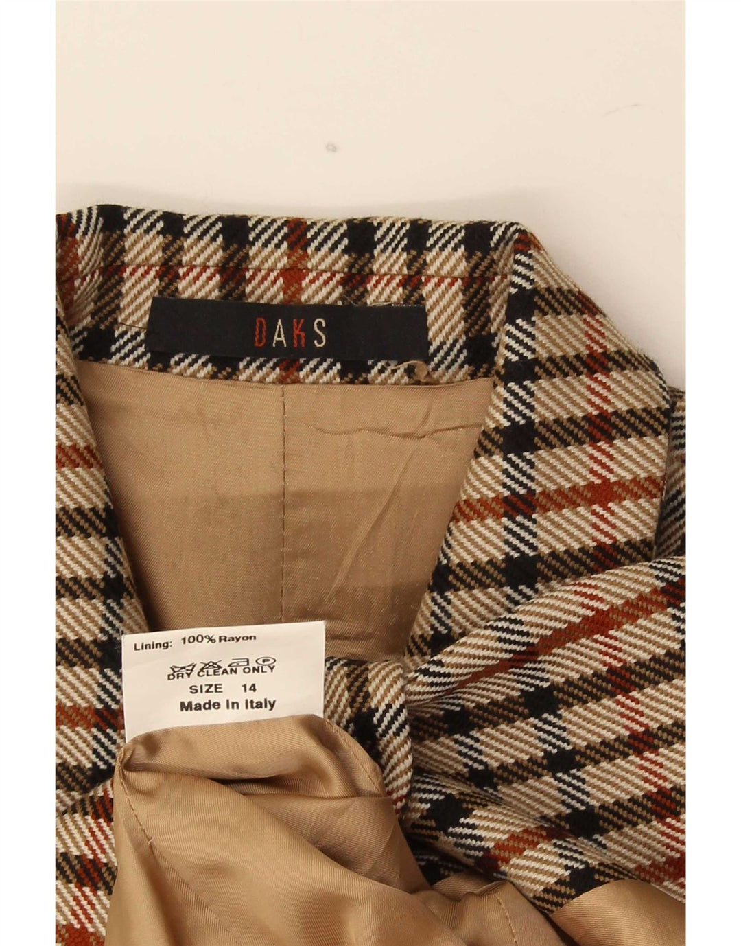 DAKS Damen-Blazerjacke mit 2 Knöpfen, Größe M, mehrfarbig, kariert, UK 14