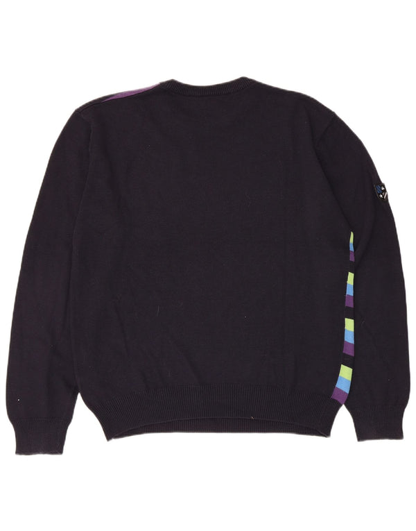 Quiksilver Jungen-Pullover mit Rundhalsausschnitt, 13–14 Jahre, schwarz gestreift, Acryl