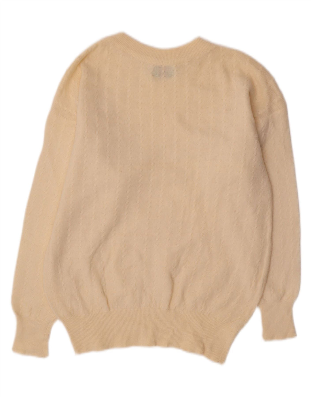 BENETTON Womens Crop Crew Neck Pullover Pullover UK 12 Medium Off White