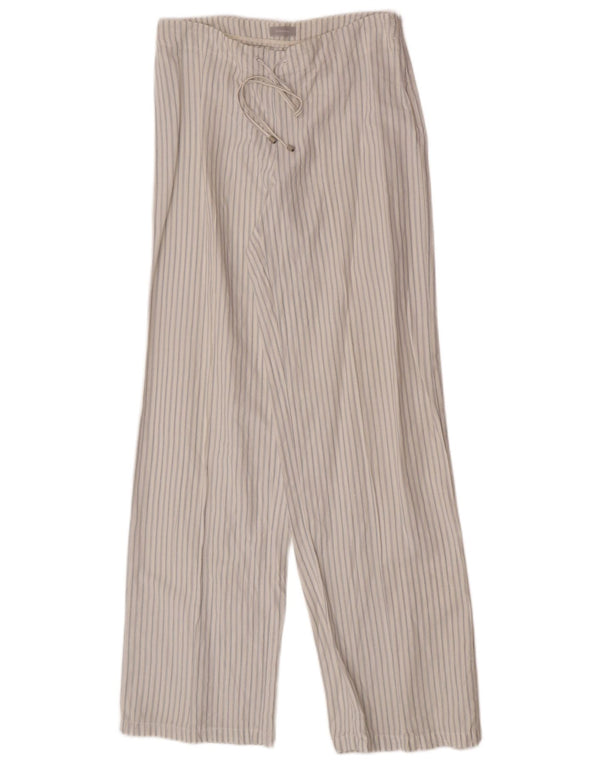 Stefanel Damen-Hose mit lockerer Passform, IT 42, mittelgroß, W30, L32, weiß gestreift, Leinen