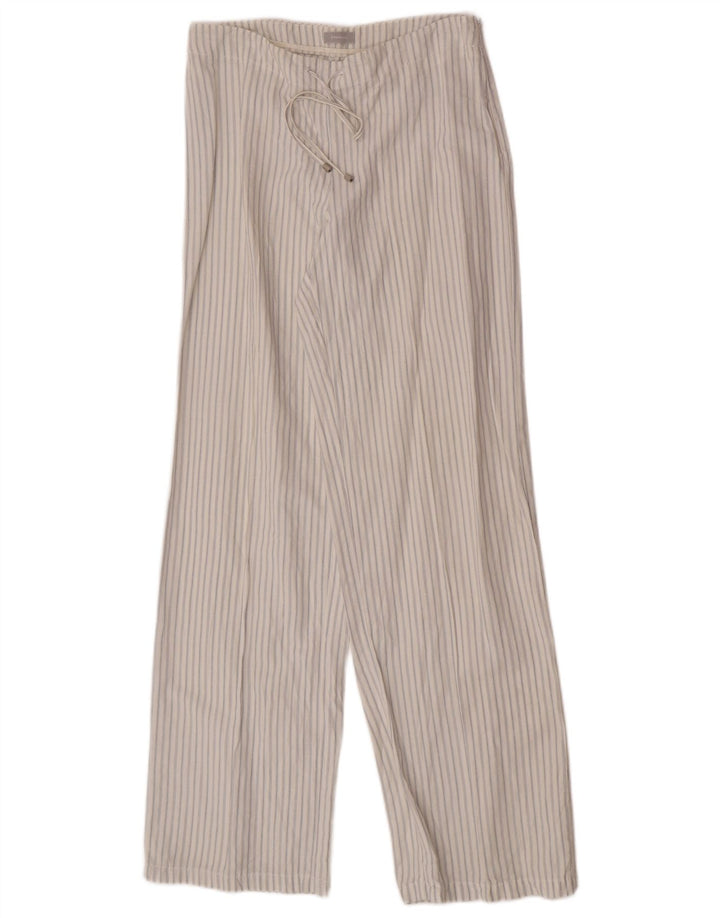 Stefanel Damen-Hose mit lockerer Passform, IT 42, mittelgroß, W30, L32, weiß gestreift, Leinen