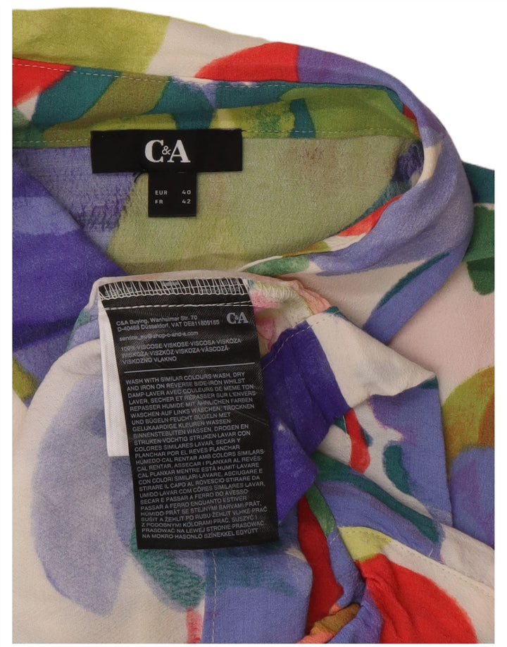 C&A Kurzarm-Hemdbluse für Damen, EU 40, mittelgroß, mehrfarbig, Blumenmuster